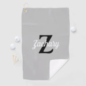 ライトグレーブラックモノグラムパーソナライズされた ゴルフタオル (インサイチュ)