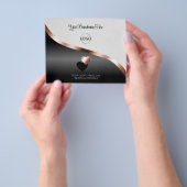 ライトグレーブラック波状バラ金ゴールドデコールハートロゴ チラシ (手)