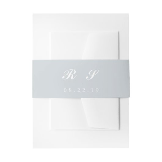 ライトグレーベリーバンド、編集可能モノグラム 招待状ベリーバンド (正面例)