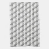 ライトグレーホワイトシェード3Dルックキューブ キッチンタオル (縦)