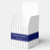 ライトグレーホワイトストライプネイビーブルーネームモノグラム フェイバーボックス (オープン)