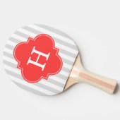 ライトグレーホワイトストライプレンズコーラルレッドモノグラムラベル 卓球ラケット (横)