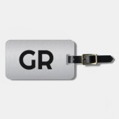 ライトグレーメタリックテクスチャカスタム文字 ラゲッジタグ (正面横)