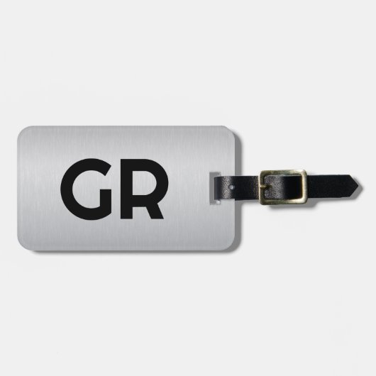 ライトグレーメタリックテクスチャカスタム文字 ラゲッジタグ (正面横)