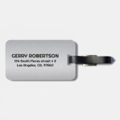 ライトグレーメタリックテクスチャカスタム文字 ラゲッジタグ (裏面横)