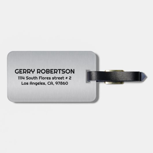 ライトグレーメタリックテクスチャカスタム文字 ラゲッジタグ (裏面横)