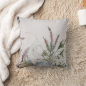 ライトグレーモダンフローラデザイン クッション (ブランケット)