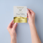 ライトグレーモノグラムフライヤー上の高貴な波状金ゴールドデコール チラシ (手)