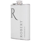 ライトグレーモノグラム男らしGroomsmenギフト フラスク (左)