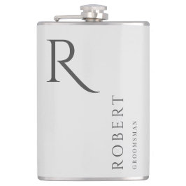 ライトグレーモノグラム男らしGroomsmenギフト フラスク