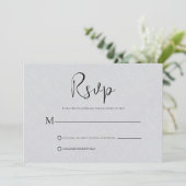 ライトグレーリネンシンプルブラックスクリプトRSVPカード 招待状 (スタンド正面)