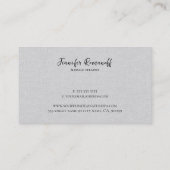 ライトグレーリネンテクスチャプリントブラックタイポグラフィ 名刺 (裏面)