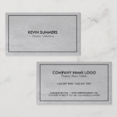 ライトグレーレザーテクスチャブラックフレーム 名刺 (正面/裏面)