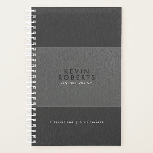 ライトグレーヴィンテージレザー プランナー手帳 (正面)