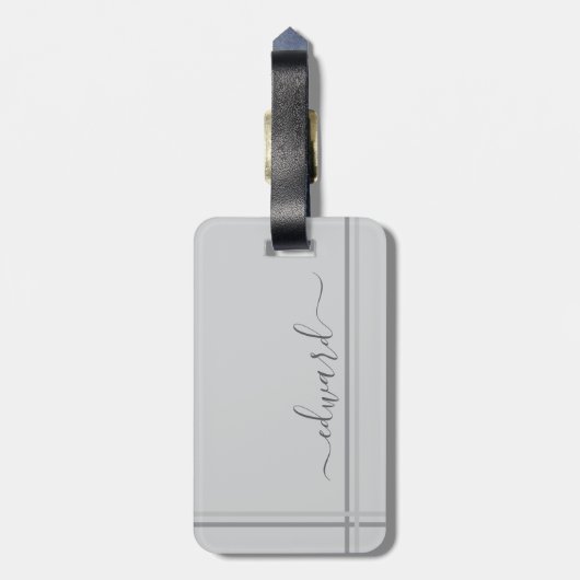 ライトグレー名前をカスタムする ラゲッジタグ (裏面縦)