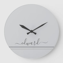 ライトグレー名前をカスタムする ラージ壁時計