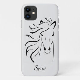 ライトグレー地にモダンな馬のシルエットアート iPhone 11 ケース