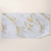 ライトグレー大理石及び金ゴールドグリッター ビーチタオル (正面)