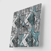 ライトグレー幾何学的プリント。カーフロアマット スクエア壁時計 (傾斜)