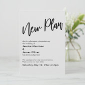 ライトグレー延期結婚の新しいプラン更新カード 招待状 (スタンド正面)