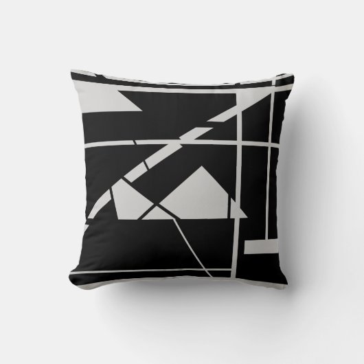 ライトグレー折り紙オンブラックジオメトリック抽象芸術 クッション (正面)