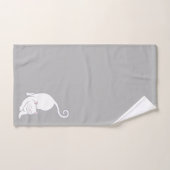 ライトグレー浴用タオルセットの下向きネコ バスタオルセット (ハンドタオル)