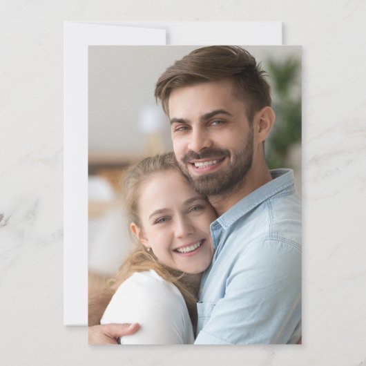 ライトグレー白フローラ金ゴールド写真の保存日付 セーブザデート (裏面)