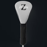 ライトグレー白黒レトロモノグラムパーソナライズされた ゴルフヘッドカバー<br><div class="desc">このドパーソナライズされたライバーカバーは、明るい灰色の背景に黒のモノグラムと白のレトロスクリプト名を備えている。</div>