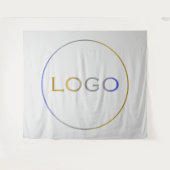 ライトグレー背景のシングルロゴ - ビジネス用 タペストリー (正面(横))