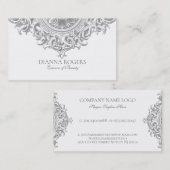 ライトグレー華美ヴィンテージマンダラ渦巻き 名刺 (正面/裏面)