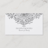ライトグレー華美ヴィンテージマンダラ渦巻き 名刺 (正面)