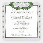 ライトグレー製品ラベルグリーンホワイトローズジュエリー スクエアシール (正面)