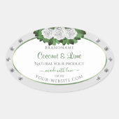 ライトグレー製品ラベルグリーンホワイトローズジュエリー 楕円形シール (正面)