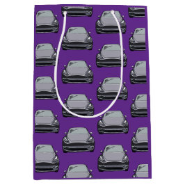 ライトグレー電気自動車SUVカーパープル ミディアムペーパーバッグ