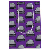 ライトグレー電気自動車SUVカーパープル ミディアムペーパーバッグ (裏面)