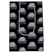 ライトグレー電気自動車SUVカーブラック ミディアムペーパーバッグ (裏面)