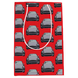 ライトグレー電気自動車SUVカーレッド ミディアムペーパーバッグ