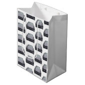 ライトグレー電気自動車SUV車 ミディアムペーパーバッグ (正面アングル)