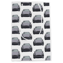 ライトグレー電気自動車SUV車 ミディアムペーパーバッグ