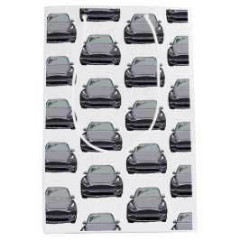 ライトグレー電気自動車SUV車 ミディアムペーパーバッグ