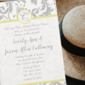 ライトグレー&イエローアイリスダマスクウェディング招待状 招待状