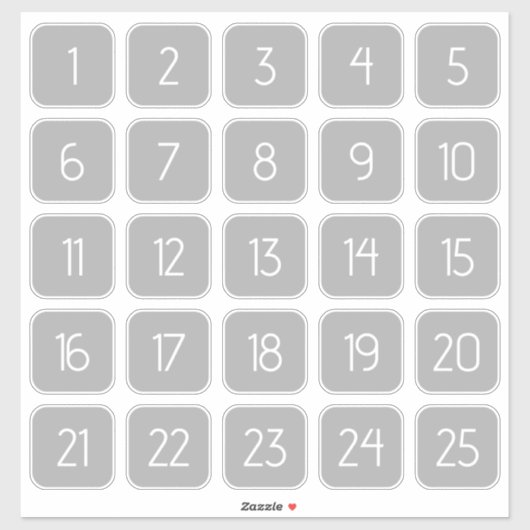 ライトグレー カスタマイズ可能 スクエア数字ステッカー シール (シート)