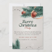 ライトグレー&グリーンクリスマスパーティの招待状 シーズンカード (正面)