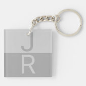 ライトグレー&グレイイニシャルモダンモノグラム キーホルダー (裏面)