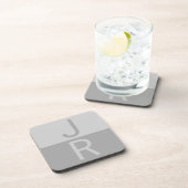 ライトグレー&グレイイニシャルモダンモノグラム コースター (右側)