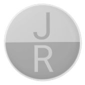 ライトグレー&グレイイニシャルモダンモノグラム セラミックノブ (正面)