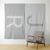 ライトグレー&グレイイニシャルモダンモノグラム タペストリー (インサイチュ(横))