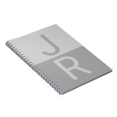 ライトグレー&グレイイニシャルモダンモノグラム ノートブック (右側)