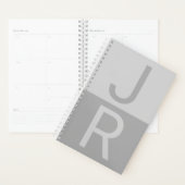 ライトグレー&グレイイニシャルモダンモノグラム プランナー手帳 (ディスプレー)