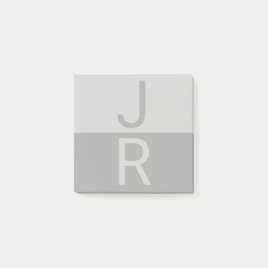 ライトグレー&グレイイニシャルモダンモノグラム ポストイット (正面)
